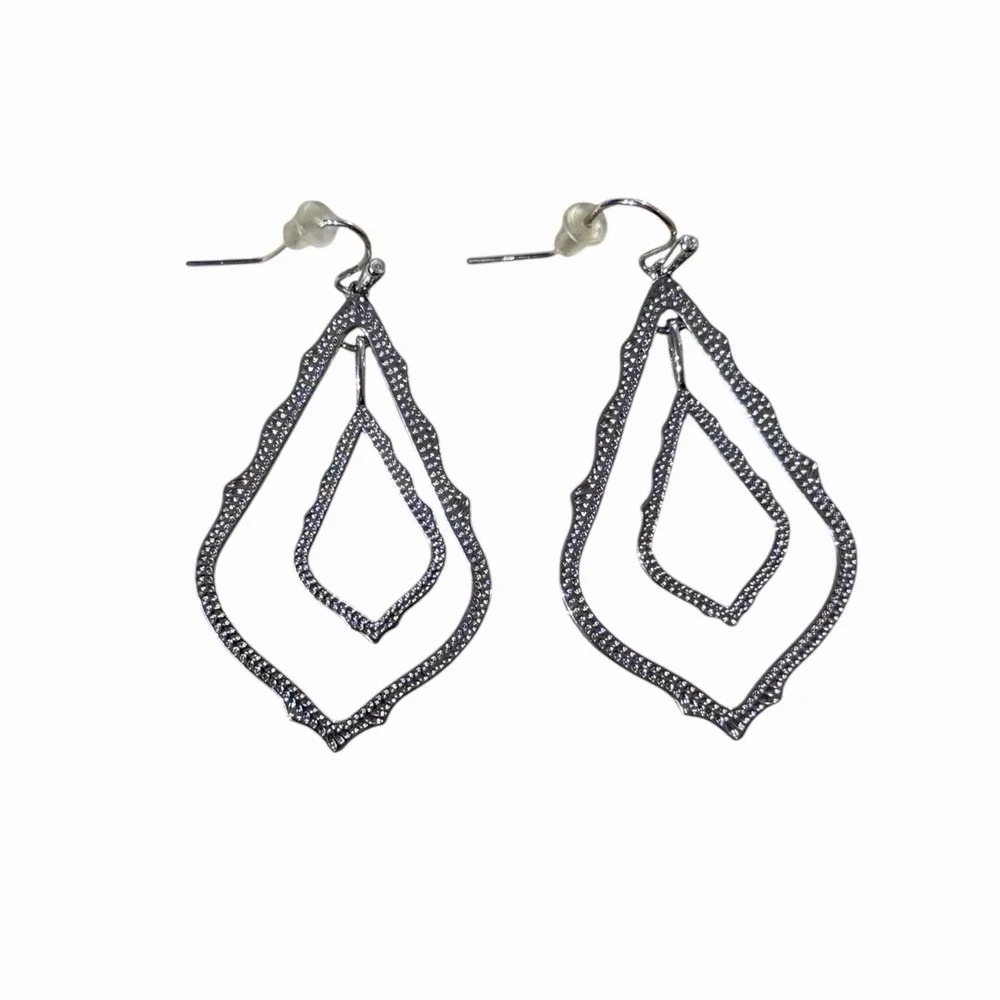 Kendra Scott Simon‎ Silver Dangle Drop Earrings Teardrop